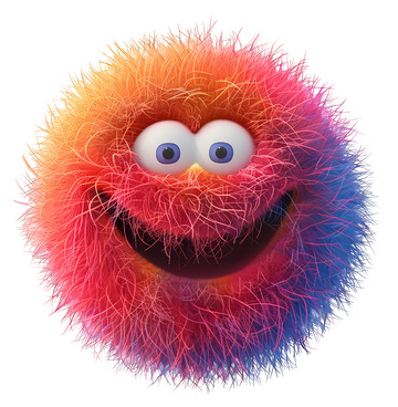 多彩的毛茸茸球角色3D卡通插画png素材