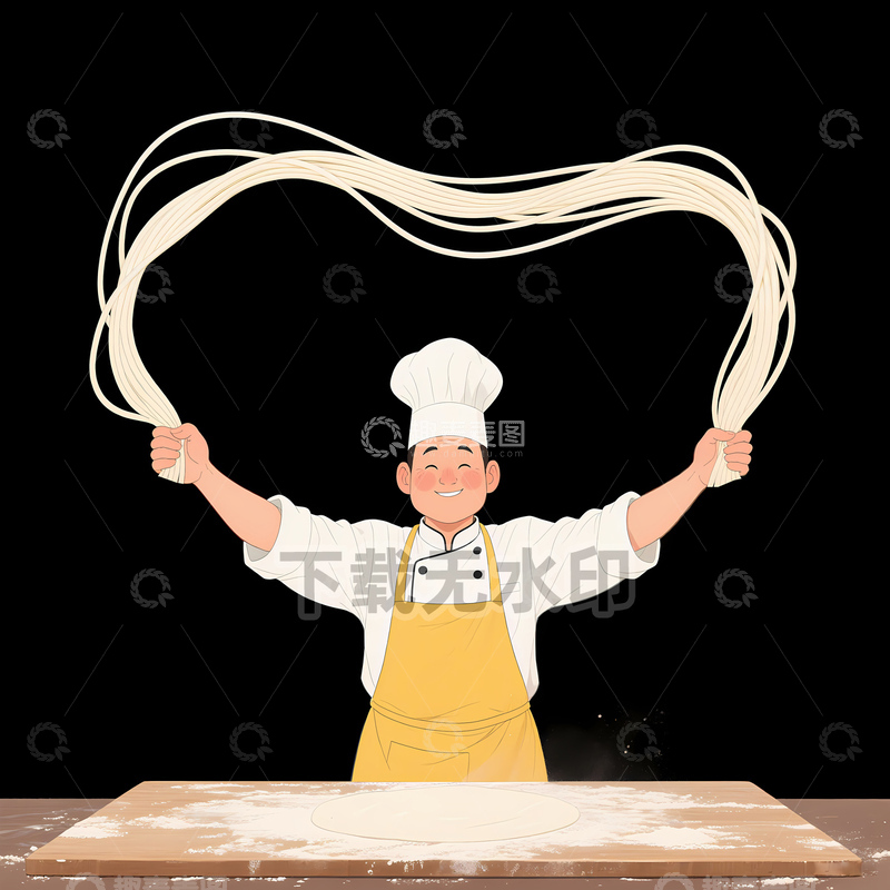 高清大图下载【趣麦麦图】拉面师傅插画