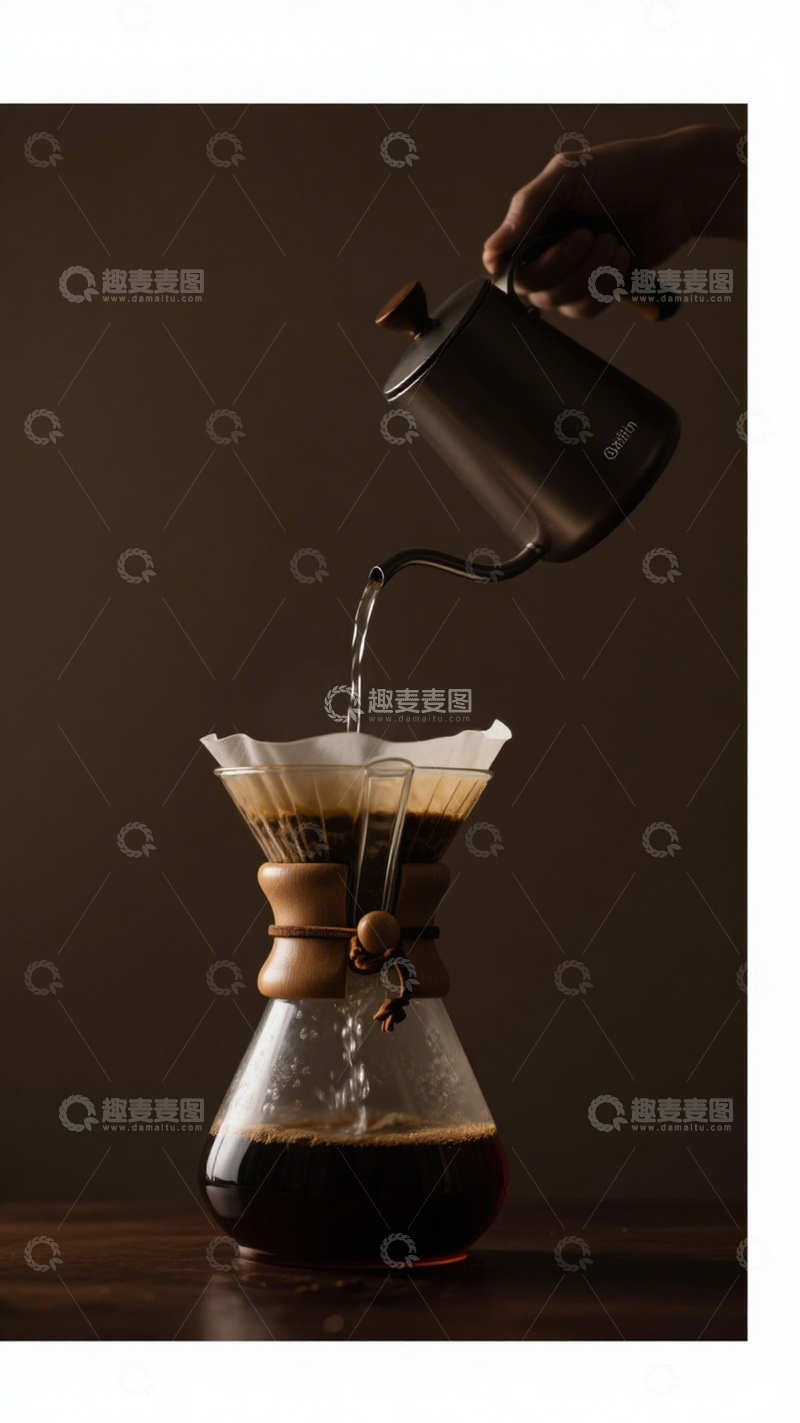 高清大图下载【趣麦麦图】手冲咖啡壶冲泡咖啡3