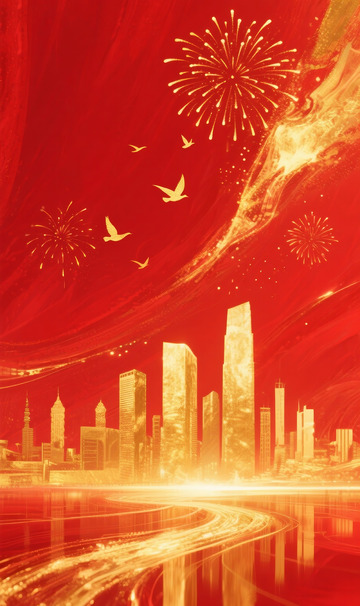 红色城市背景8