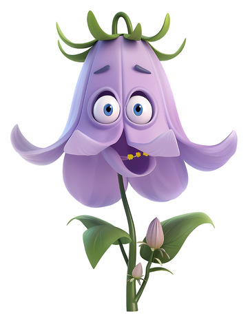 可爱的紫色花朵角色3D卡通插画png素材