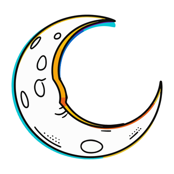 彩色线稿儿童插画月牙