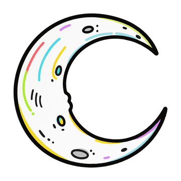 彩色线稿儿童插画月亮月牙