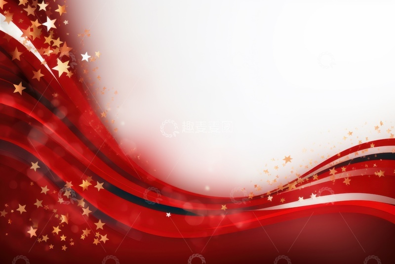 高清大图下载【趣麦麦图】起伏的红色丝绸星星边框背景