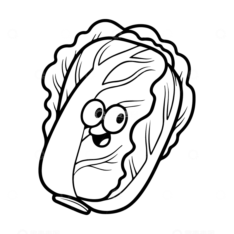源文件下载【趣麦麦图】钢笔黑白线稿大白菜2
