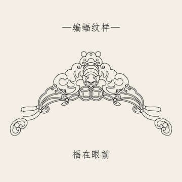 中国风传统纹样蝙蝠纹铜钱纹祥云纹线稿