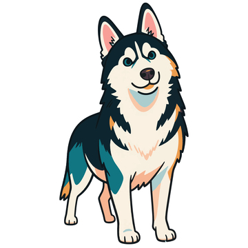 手绘插画哈士奇