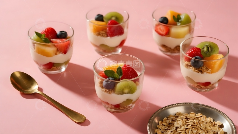 高清大图下载【趣麦麦图】粉系水果酸奶杯盛宴5