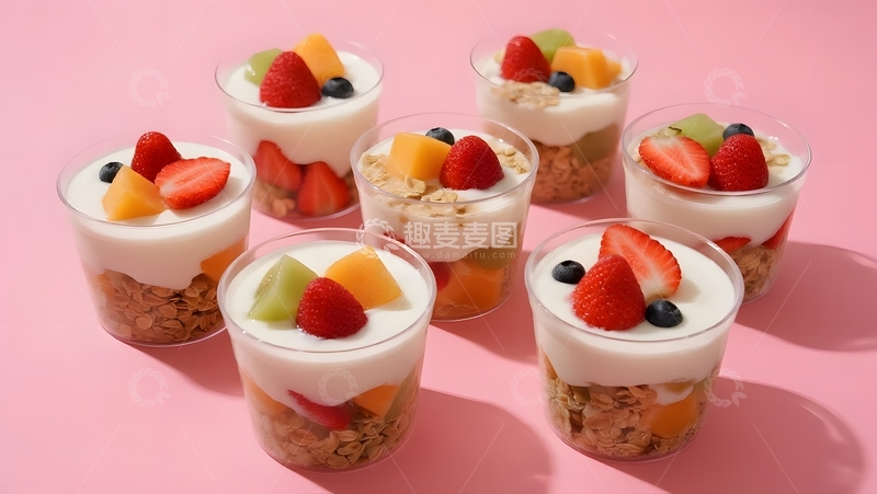 高清大图下载【趣麦麦图】粉系水果酸奶杯盛宴8