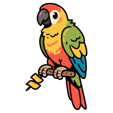 手绘插画鹦鹉