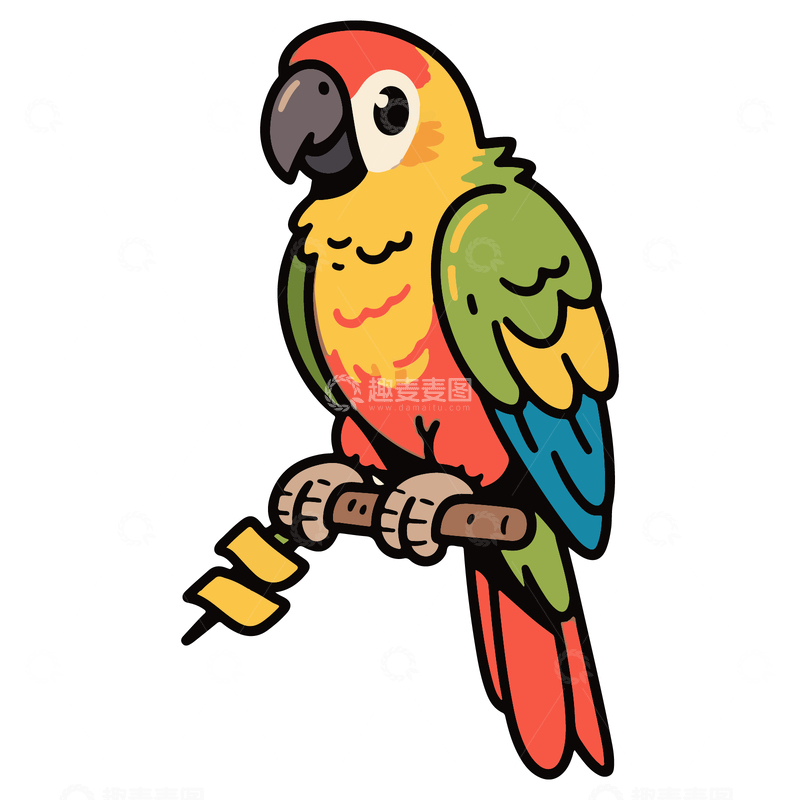 源文件下载【趣麦麦图】手绘插画鹦鹉
