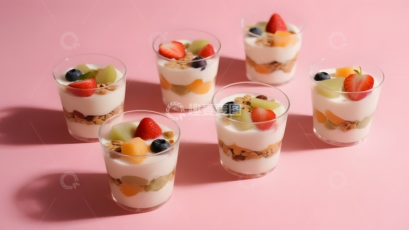 高清大图下载【趣麦麦图】粉系水果酸奶杯盛宴3