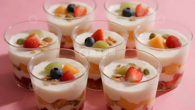 高清大图下载【趣麦麦图】粉系水果酸奶杯盛宴4