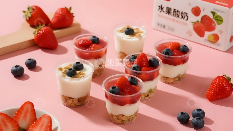 高清大图下载【趣麦麦图】粉系水果酸奶杯盛宴9