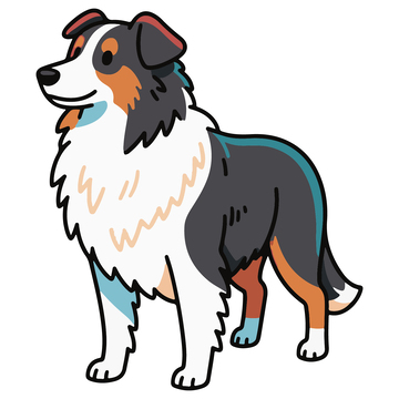 手绘插画牧羊犬