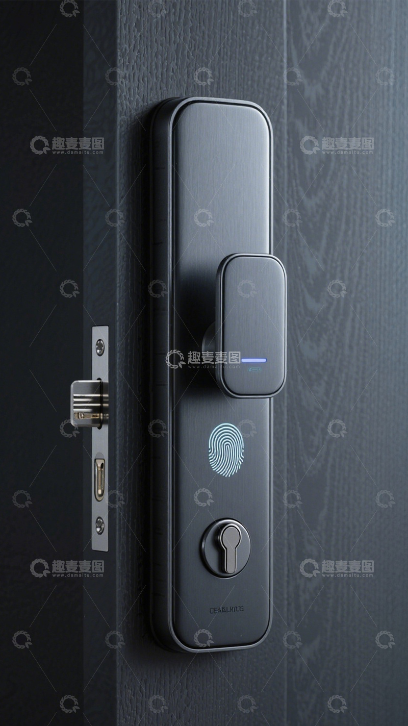高清大图下载【趣麦麦图】智能门锁指纹识别家用