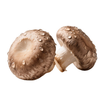 带水珠的新鲜香菇特写