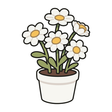 儿童简笔插画盆栽小菊花1