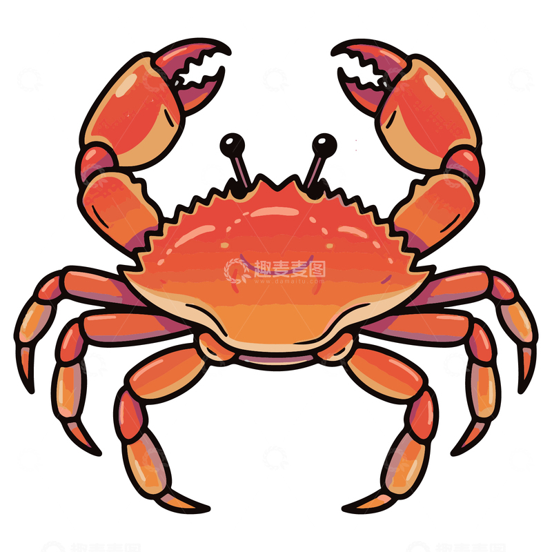 源文件下载【趣麦麦图】手绘插画大闸蟹