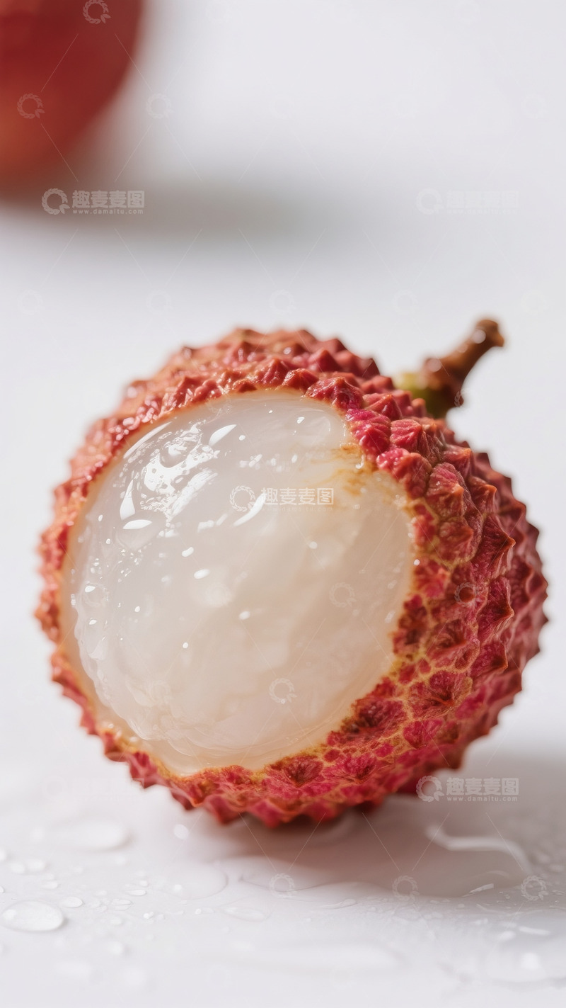 高清大图下载【趣麦麦图】新鲜多汁剥开的诱人荔枝