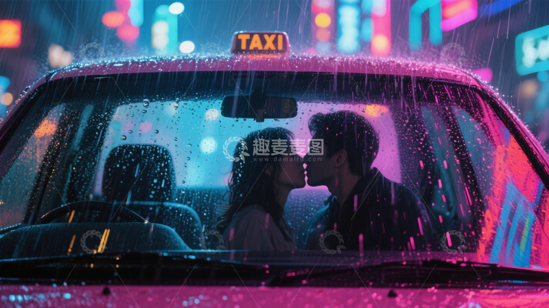 高清大图下载【趣麦麦图】雨夜情侣浪漫瞬间2