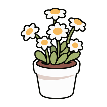 儿童简笔插画盆栽小菊花