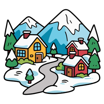 雪山小屋简笔画