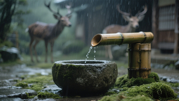 雨中庭院宁静之景