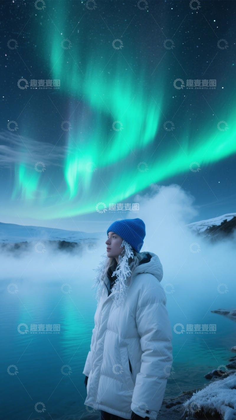 高清大图下载【趣麦麦图】极光人物梦幻之境