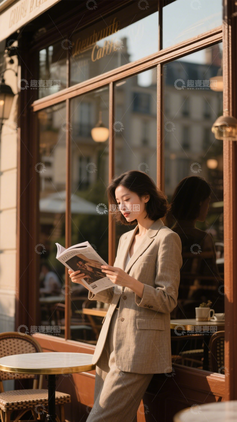 高清大图下载【趣麦麦图】咖啡馆阅读悠闲时光