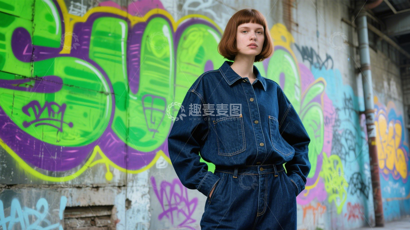 高清大图下载【趣麦麦图】涂鸦墙人像潮流风