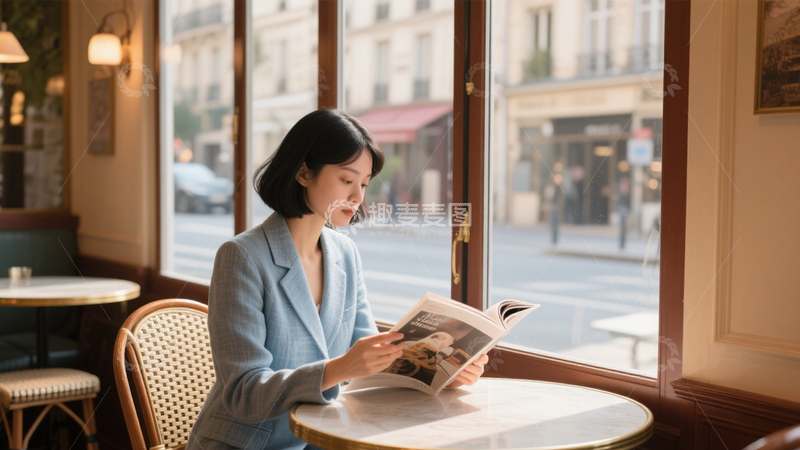 高清大图下载【趣麦麦图】咖啡馆阅读悠闲时光3
