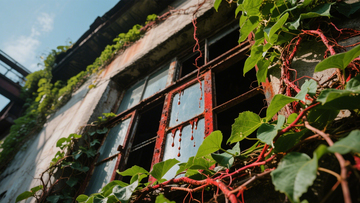 废弃窗户红叶荒凉3