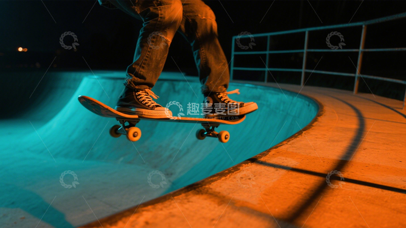 高清大图下载【趣麦麦图】滑板少年炫酷夜景1