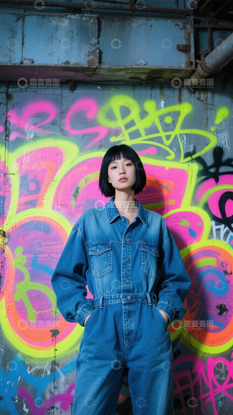 高清大图下载【趣麦麦图】涂鸦墙人像潮流风1