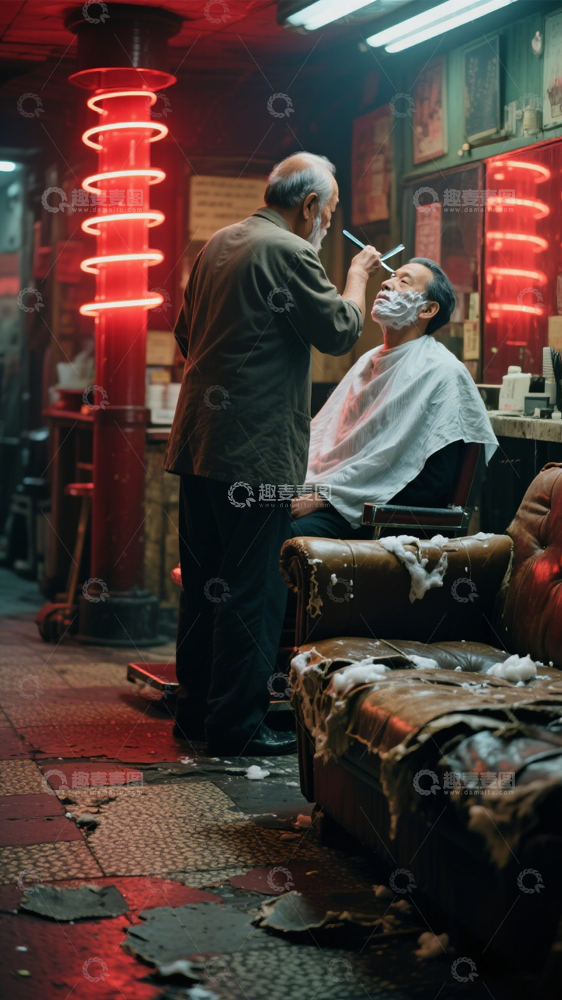 高清大图下载【趣麦麦图】老式理发店复古时光1