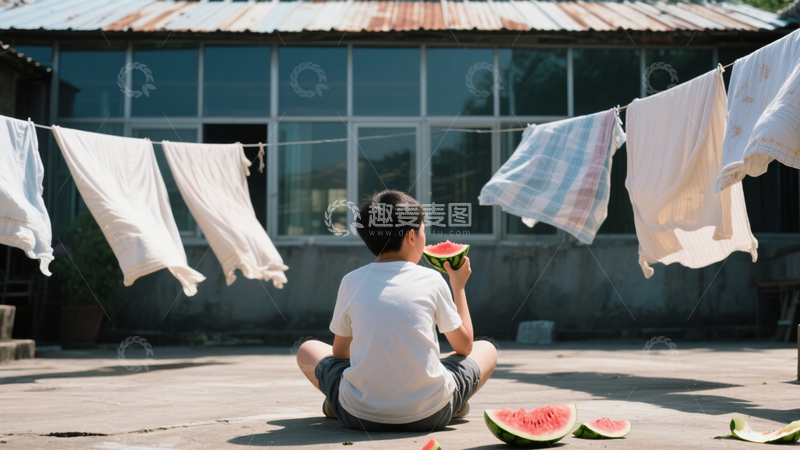 高清大图下载【趣麦麦图】夏日西瓜童年回忆