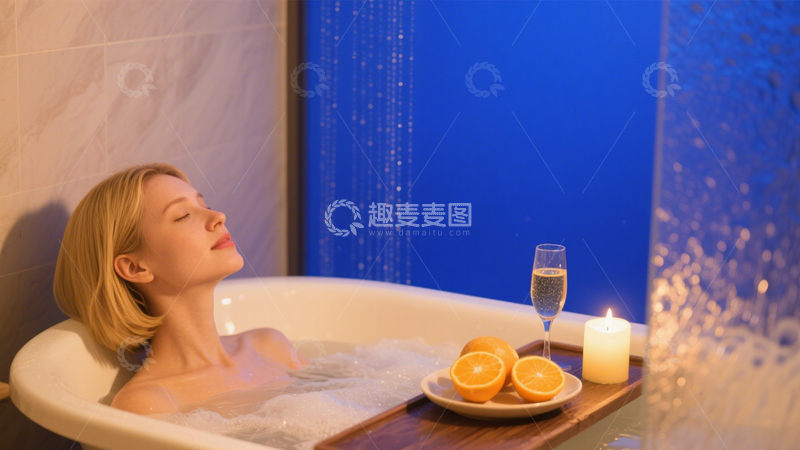 高清大图下载【趣麦麦图】泡澡放松惬意时光1