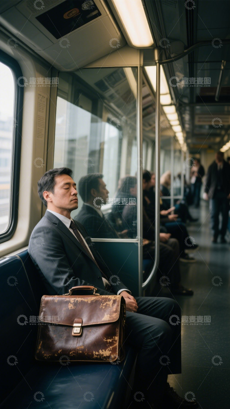 高清大图下载【趣麦麦图】-地铁通勤上班族日常1