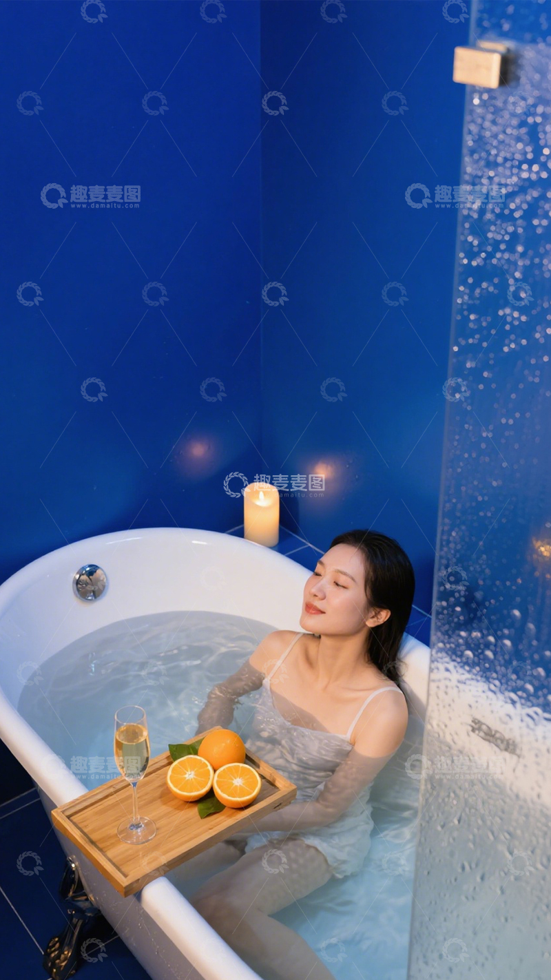 高清大图下载【趣麦麦图】泡澡放松惬意时光3