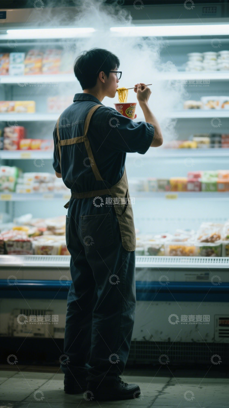 高清大图下载【趣麦麦图】便利店泡面忙碌时刻