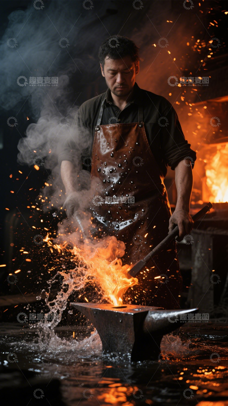 高清大图下载【趣麦麦图】铁匠打铁技艺传承1
