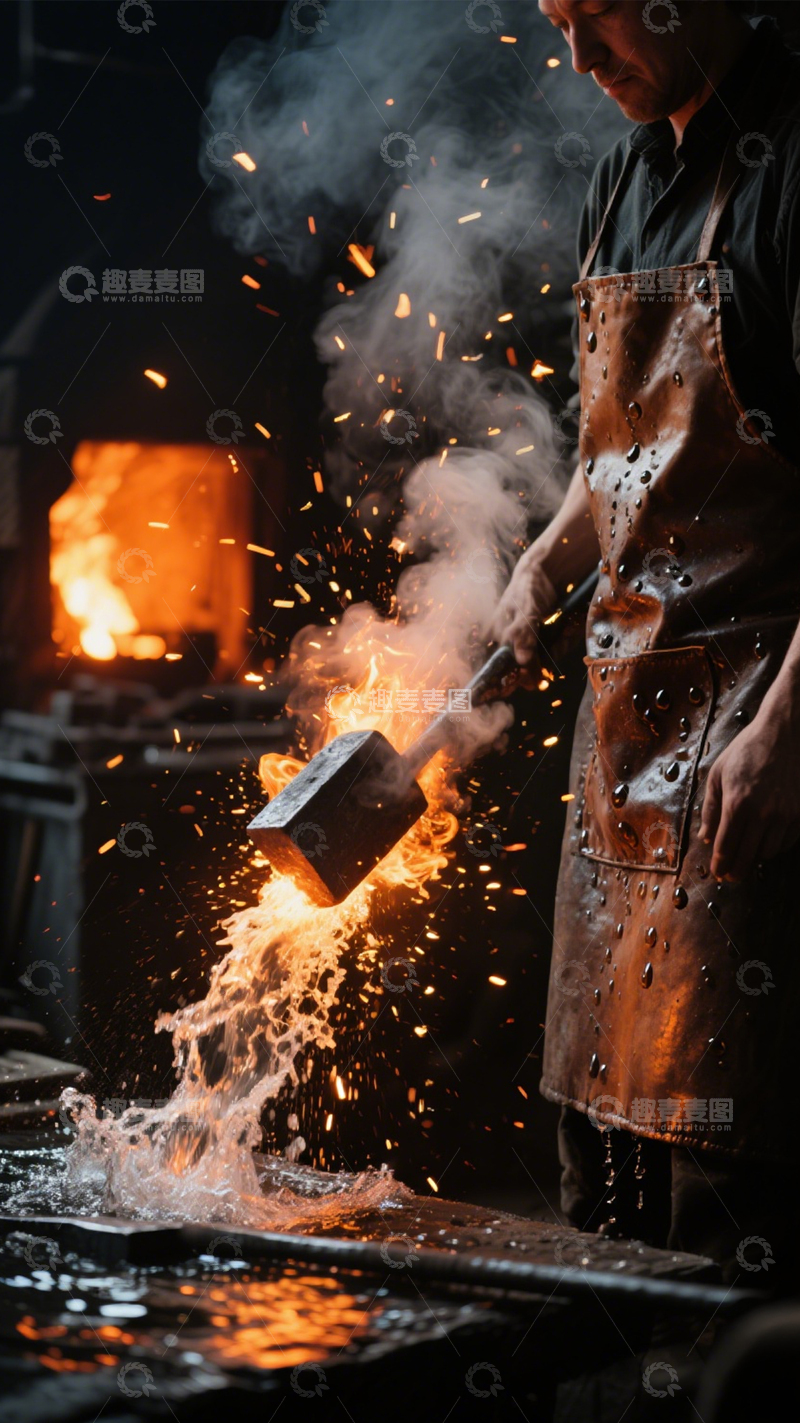 高清大图下载【趣麦麦图】铁匠打铁技艺传承2