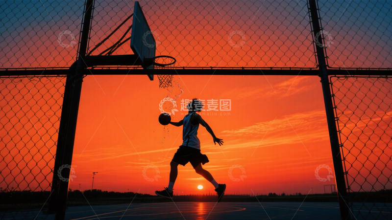 高清大图下载【趣麦麦图】篮球投影剪影时刻2
