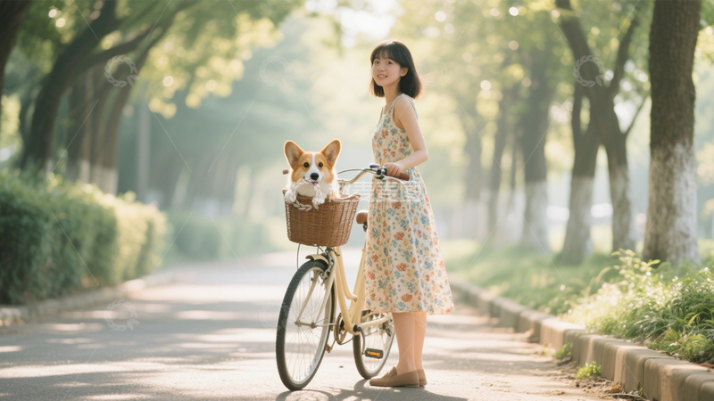 高清大图下载【趣麦麦图】骑行柯基氛围灯影2