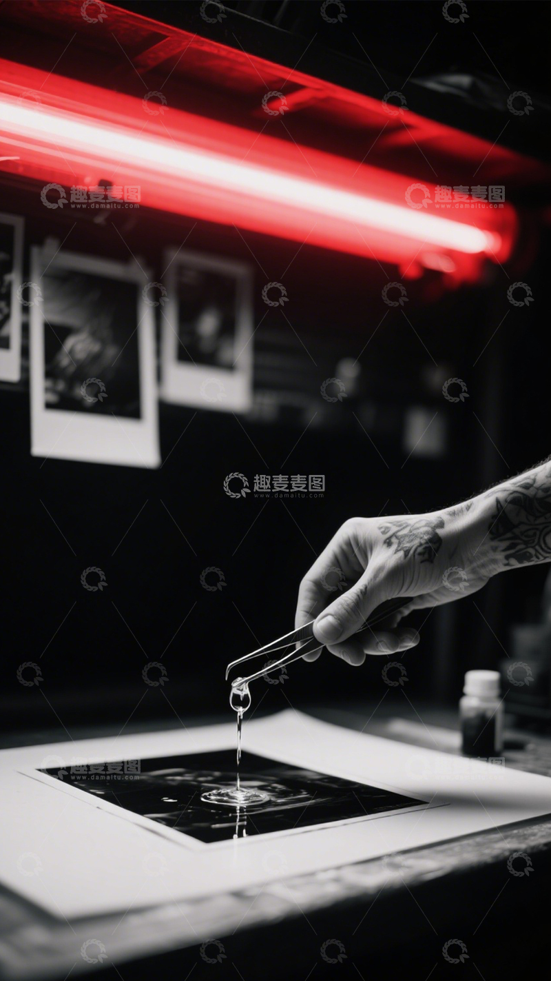 高清大图下载【趣麦麦图】暗房摄影红光灯影2