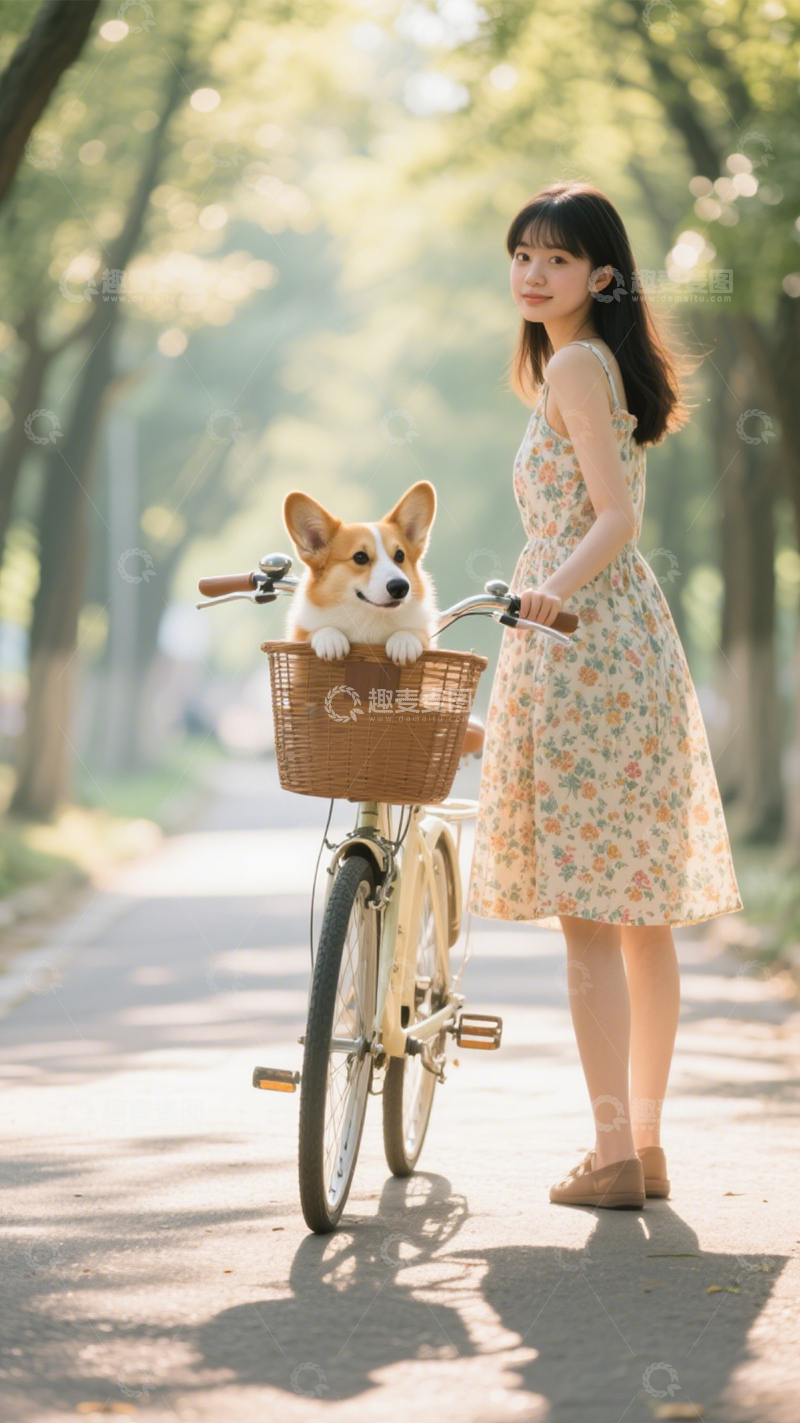 高清大图下载【趣麦麦图】骑行柯基氛围灯影3