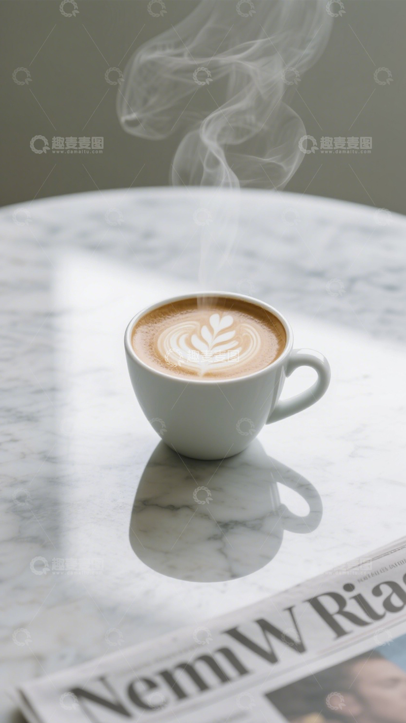 高清大图下载【趣麦麦图】咖啡拉花闲适时刻1