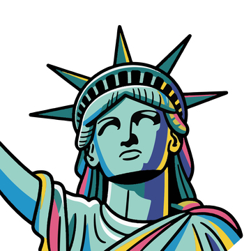 自由女神像手绘插画