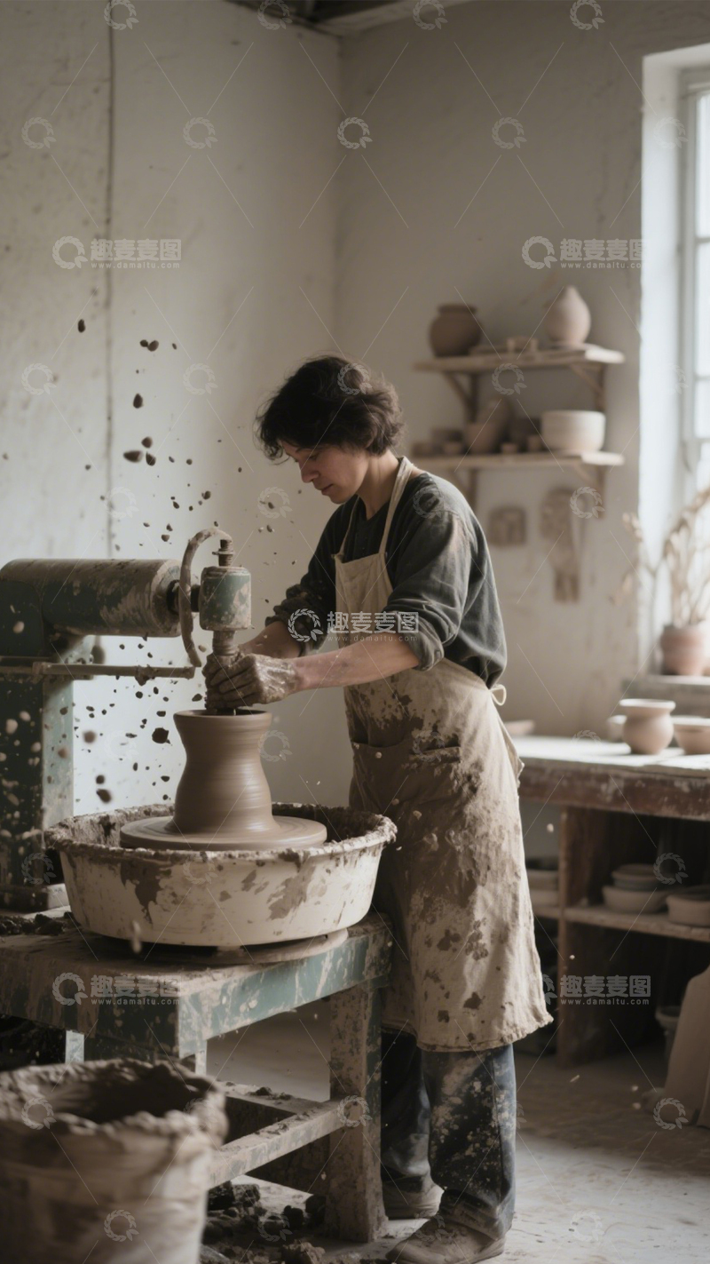 高清大图下载【趣麦麦图】陶艺拉坯打光记录